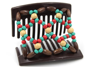 African Butterfly Thick Hair Comb - Ndebele Brown 176