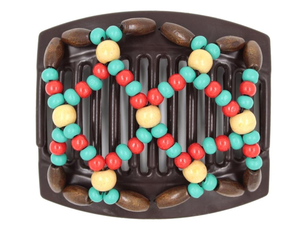 African Butterfly Thick Hair Comb - Ndebele Brown 176