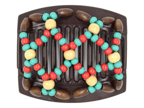 African Butterfly Thick Hair Comb - Ndebele Brown 176