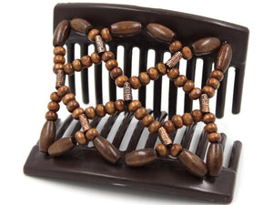 African Butterfly Thick Hair Comb - Ndebele Brown 177