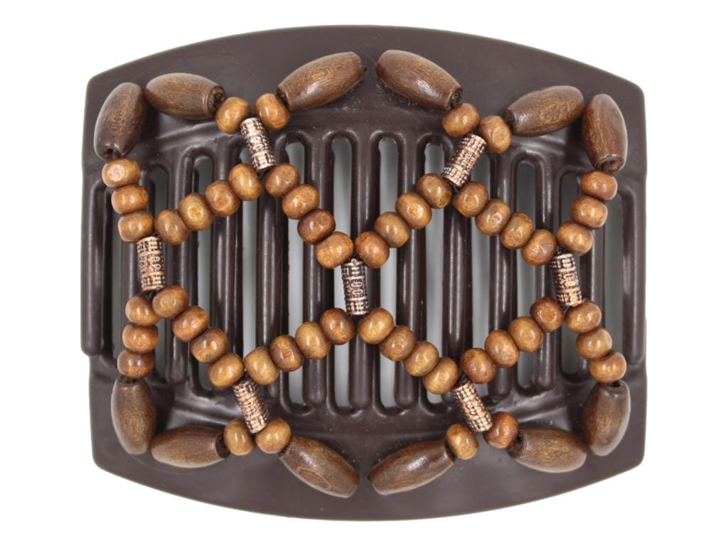 African Butterfly Thick Hair Comb - Ndebele Brown 177