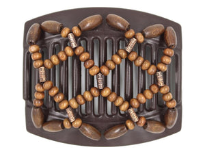 African Butterfly Thick Hair Comb - Ndebele Brown 177