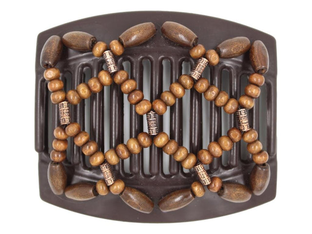 African Butterfly Thick Hair Comb - Ndebele Brown 177