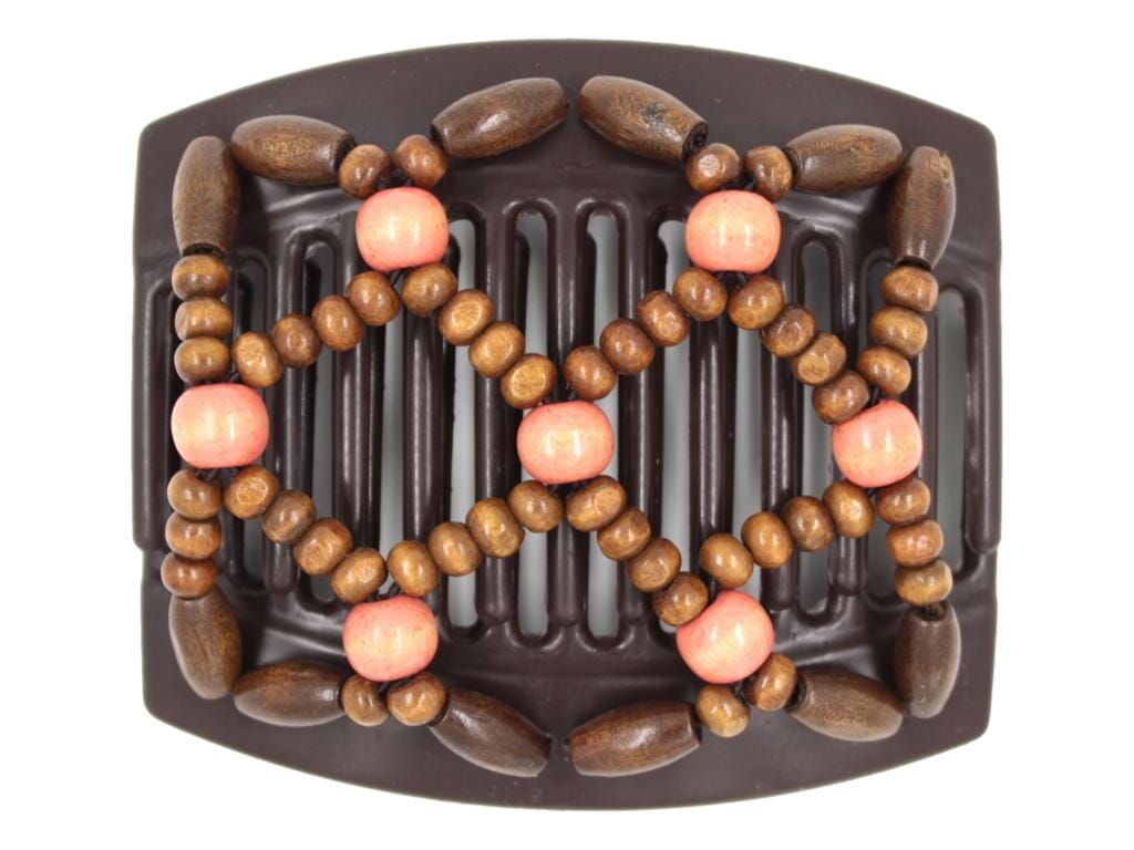 African Butterfly Thick Hair Comb - Ndebele Brown 178