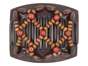 African Butterfly Thick Hair Comb - Ndebele Brown 179