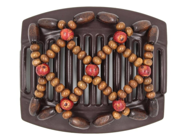 African Butterfly Thick Hair Comb - Ndebele Brown 179