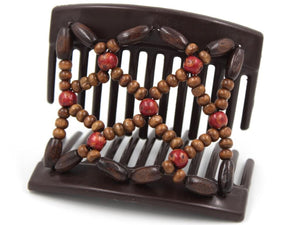 African Butterfly Thick Hair Comb - Ndebele Brown 179