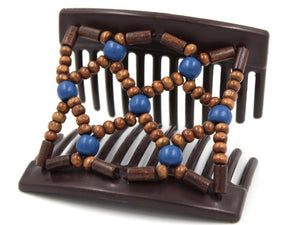 African Butterfly Thick Hair Comb - Ndebele Brown 180
