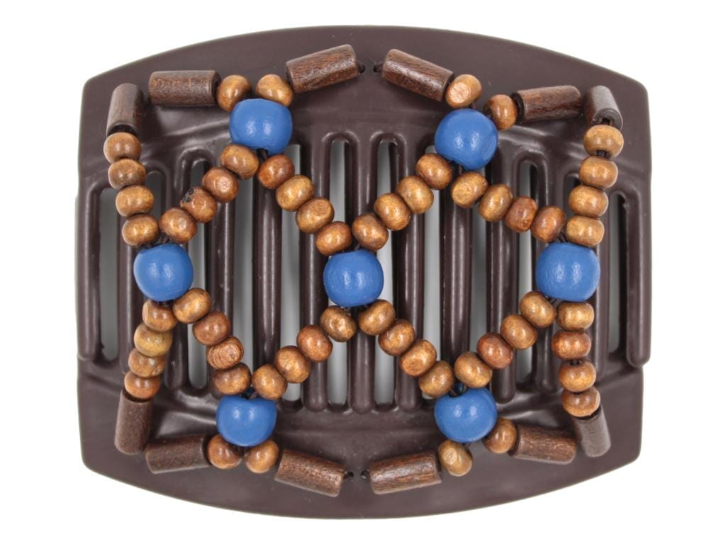 African Butterfly Thick Hair Comb - Ndebele Brown 180