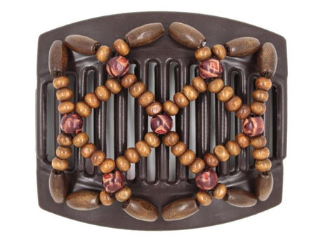 African Butterfly Thick Hair Comb - Ndebele Brown 181