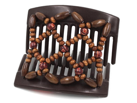 African Butterfly Thick Hair Comb - Ndebele Brown 181