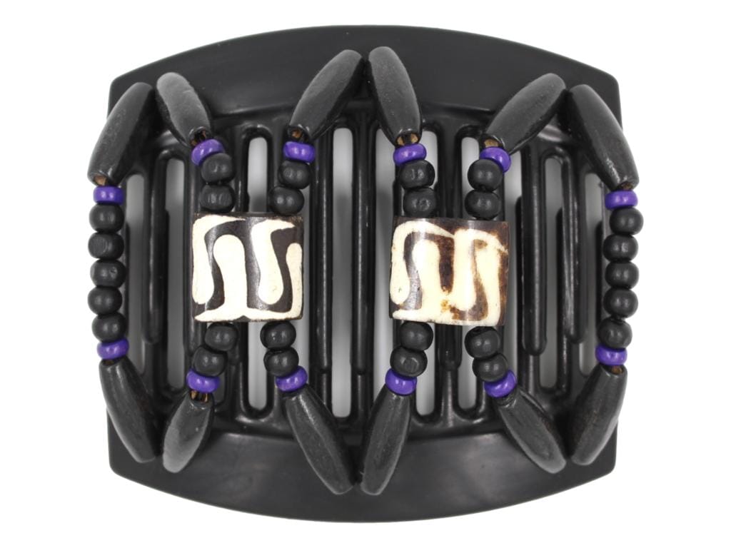 African Butterfly Thick Hair Comb - Stones & Bones Black 129