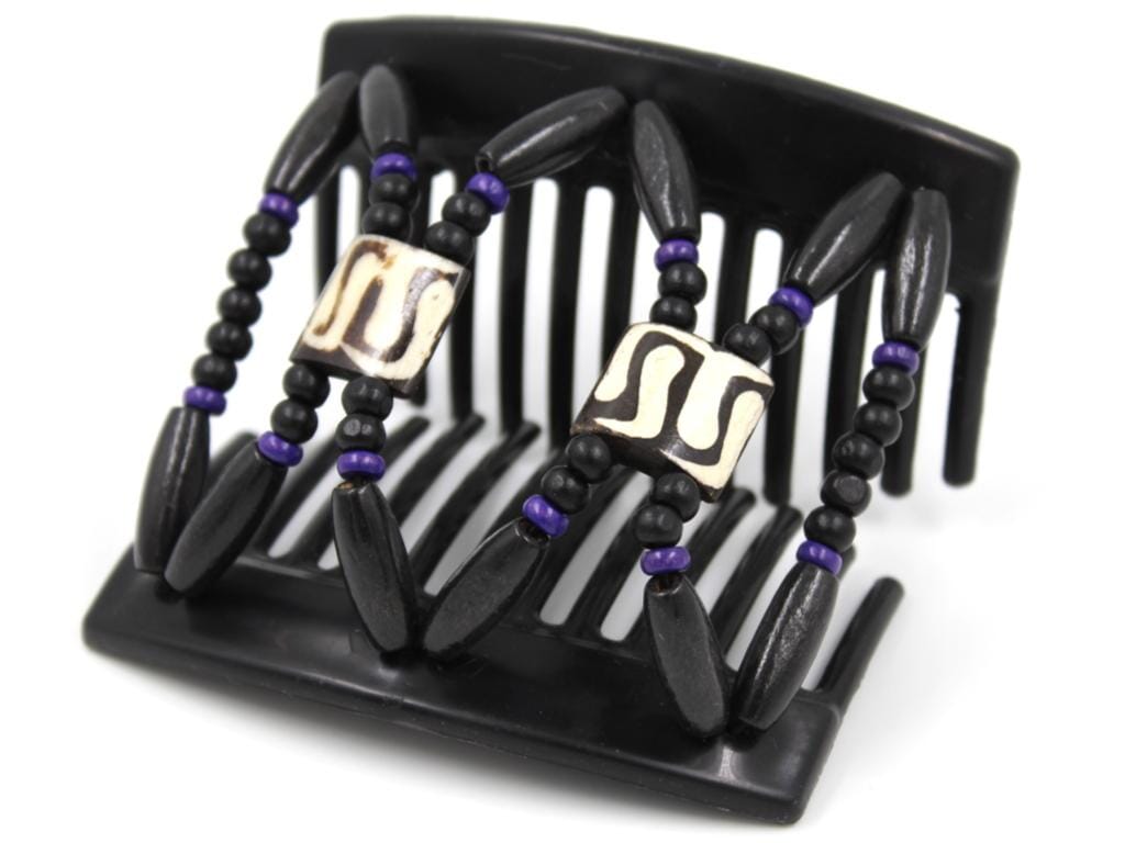 African Butterfly Thick Hair Comb - Stones & Bones Black 129