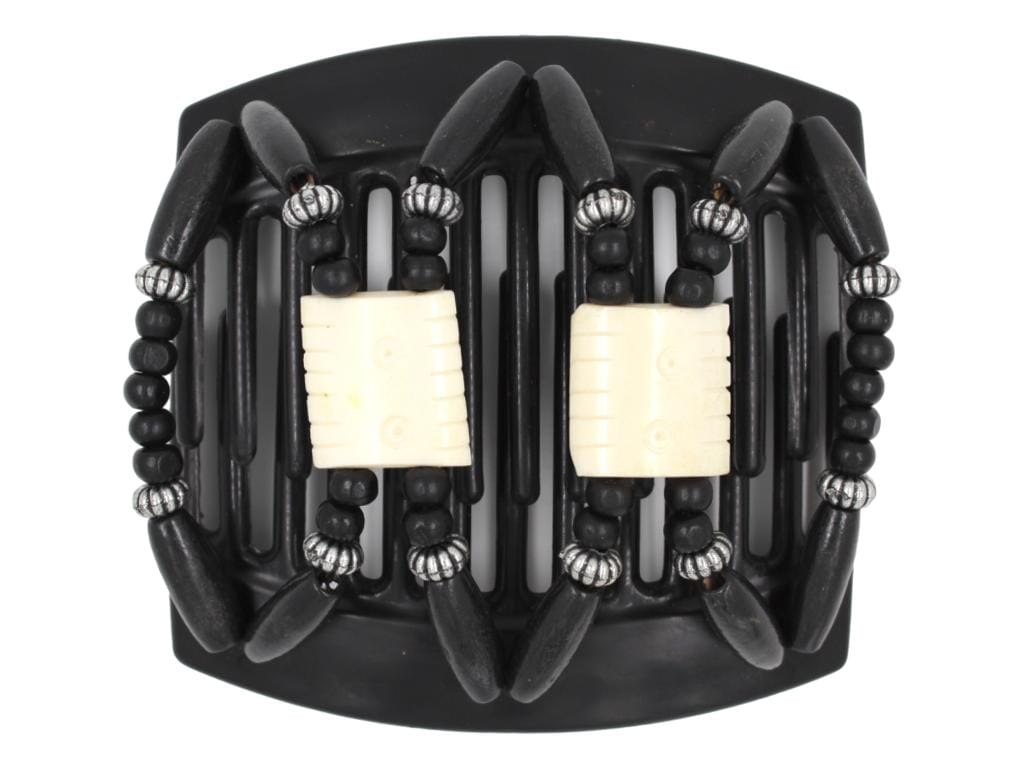 African Butterfly Thick Hair Comb - Stones & Bones Black 130