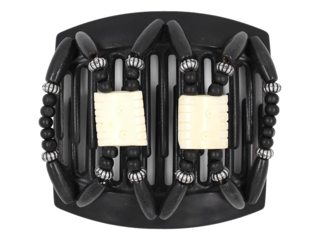 African Butterfly Thick Hair Comb - Stones & Bones Black 130