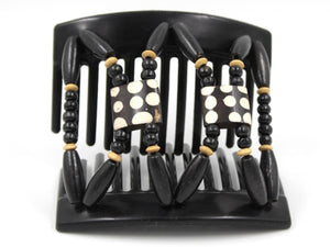 African Butterfly Thick Hair Comb - Stones & Bones Black 131