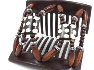 African Butterfly Thick Hair Comb - Stones & Bones Brown 117