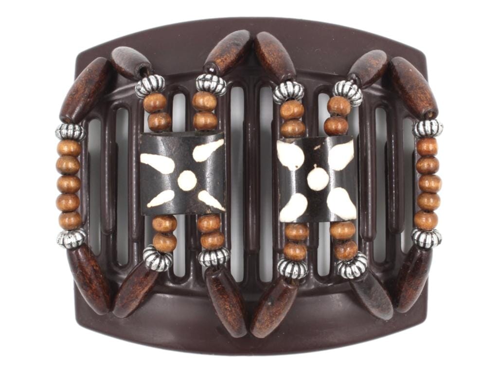 African Butterfly Thick Hair Comb - Stones & Bones Brown 118