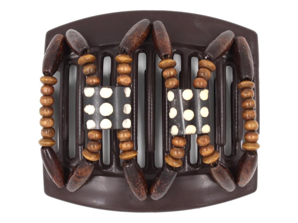 African Butterfly Thick Hair Comb - Stones & Bones Brown 120