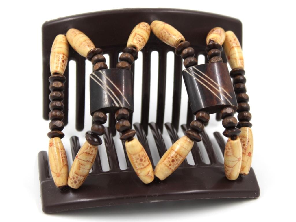 African Butterfly Thick Hair Comb - Stones & Bones Brown 122