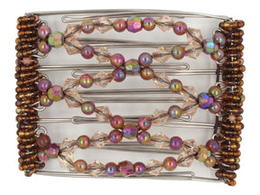 African Butterfly Wire Hair Clip - 7 Tong 646 - Aurora Borealis beaded hair clip on a white background