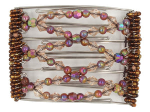 African Butterfly Wire Hair Clip - 7 Tong 646 - Aurora Borealis beaded hair clip on a white background
