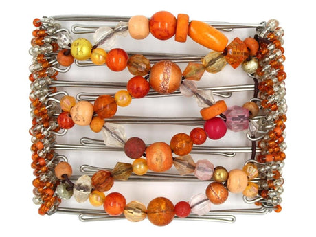 African Butterfly Wire Hair Clip - 7 Tong 695 - shades of orange beaded hair clip