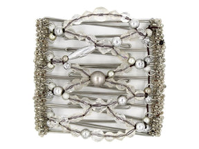 African Butterfly Wire Hair Clip - 9 Tong 943 - hair clip with clear and silver beads on a white background