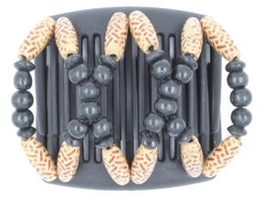African Butterfly Chameleon Hair Comb - Beada Black 30