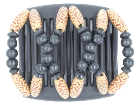 African Butterfly Chameleon Hair Comb - Beada Black 30