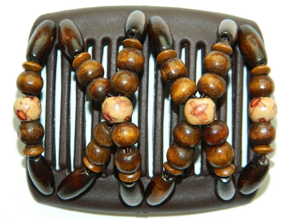 African Butterfly Chameleon Hair Comb - Beada Brown 01