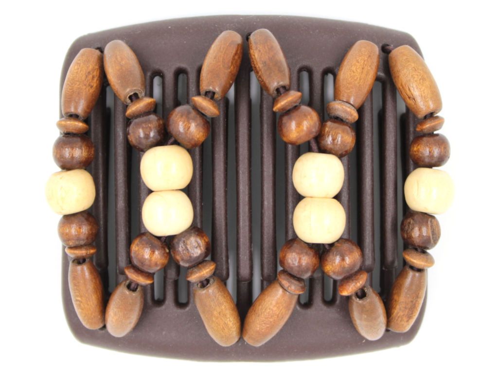 African Butterfly Chameleon Hair Comb - Beada Brown 20