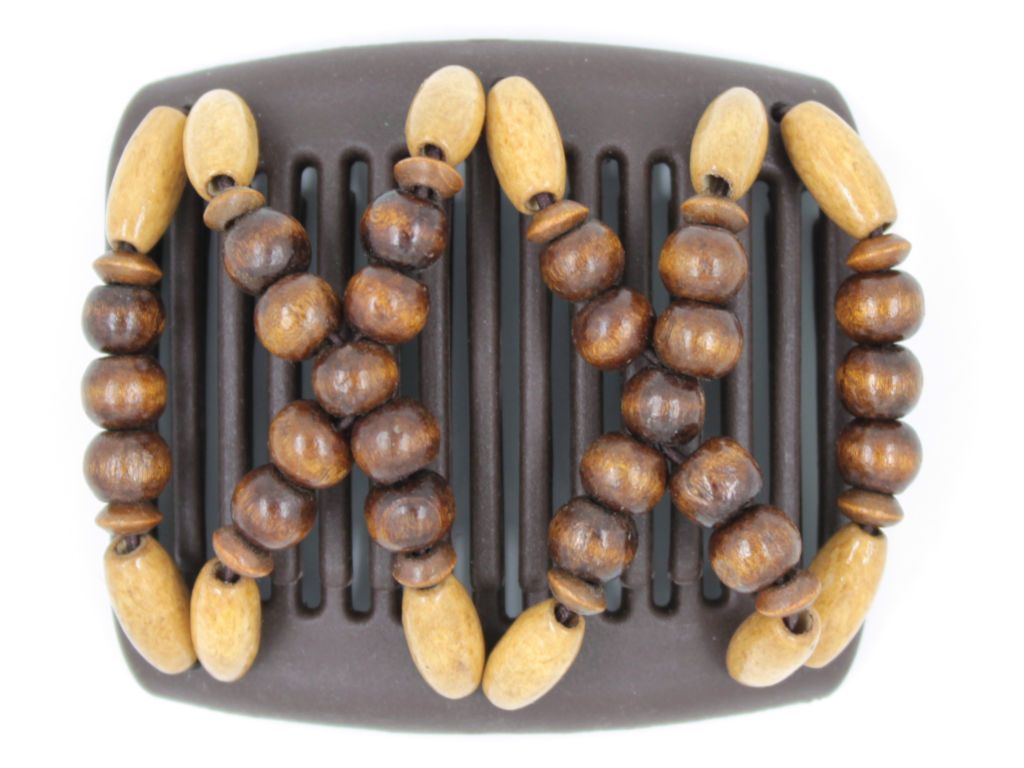 African Butterfly Chameleon Hair Comb - Beada Brown 22