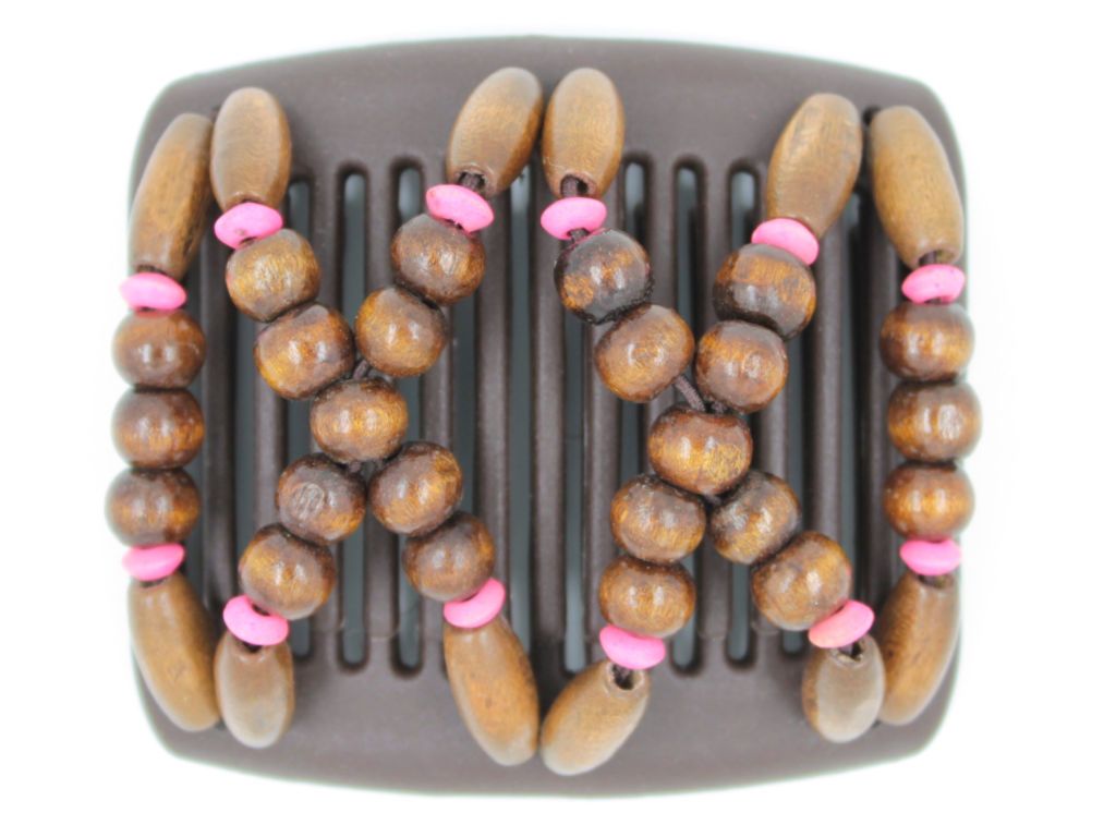 African Butterfly Chameleon Hair Comb - Beada Brown 23