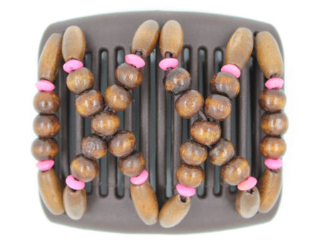 African Butterfly Chameleon Hair Comb - Beada Brown 23