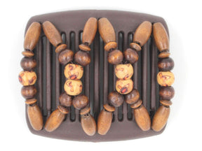 African Butterfly Chameleon Hair Comb - Beada Brown 25
