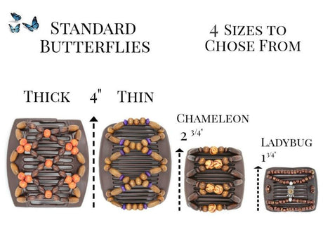 African Butterfly Chameleon Hair Comb - Beada Tube Black 18