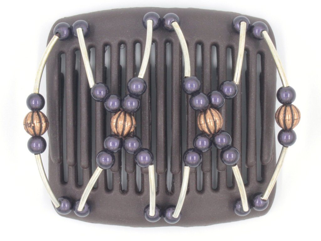 African Butterfly Chameleon Hair Comb - Beada Tube Brown 15