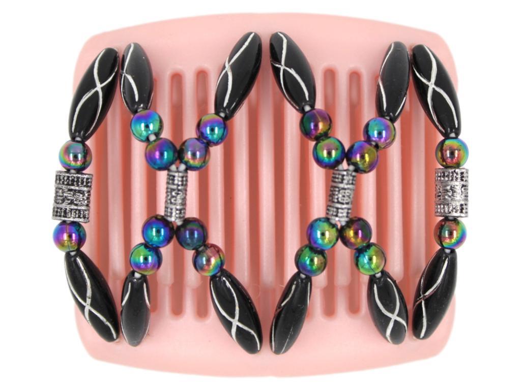 African Butterfly Chameleon Hair Comb - Dalena Pink Pearl 04