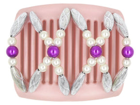 African Butterfly Chameleon Hair Comb - Dalena Pink Pearl 08
