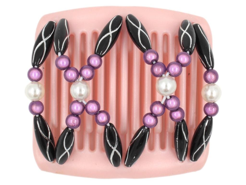 African Butterfly Chameleon Hair Comb - Dalena Pink Pearl 09