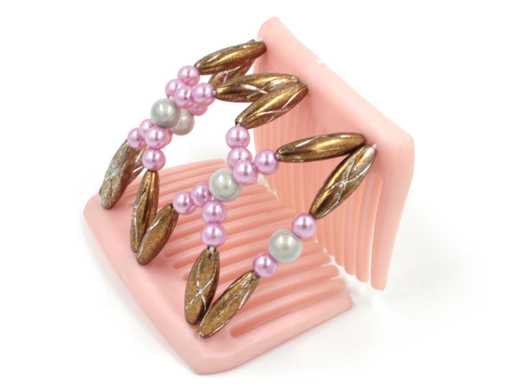 African Butterfly Chameleon Hair Comb - Dalena Pink Pearl 10