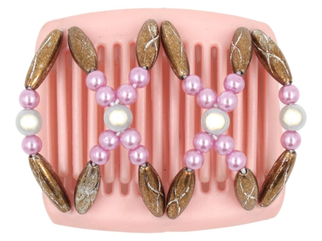 African Butterfly Chameleon Hair Comb - Dalena Pink Pearl 10