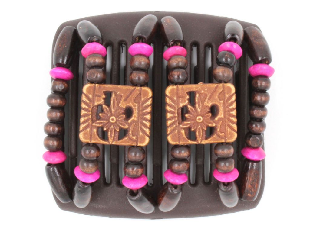 African Butterfly Chameleon Hair Comb - Dupla Brown 24