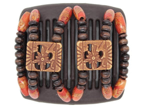 African Butterfly Chameleon Hair Comb - Dupla Brown 28