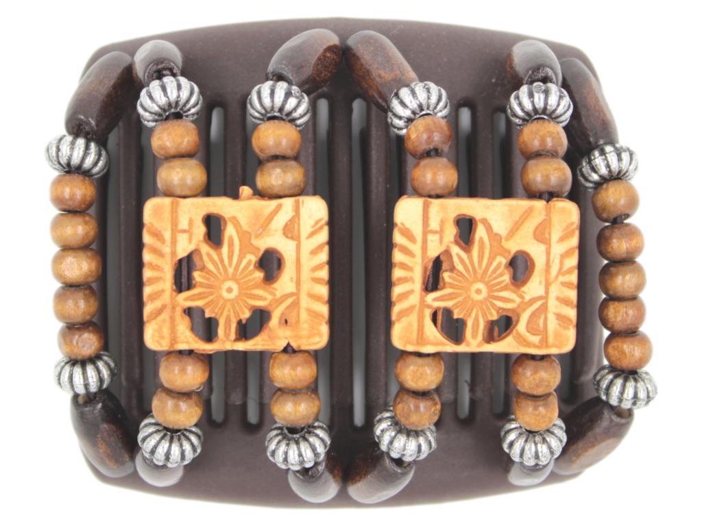 African Butterfly Chameleon Hair Comb - Dupla Brown 34
