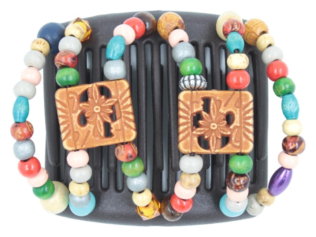 African Butterfly Chameleon Hair Comb - Dupla Brown 54