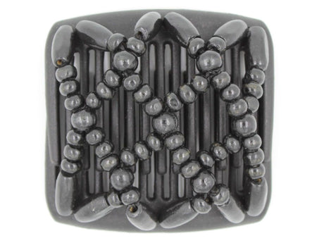 African Butterfly Chameleon Hair Comb - Ndebele Black 05