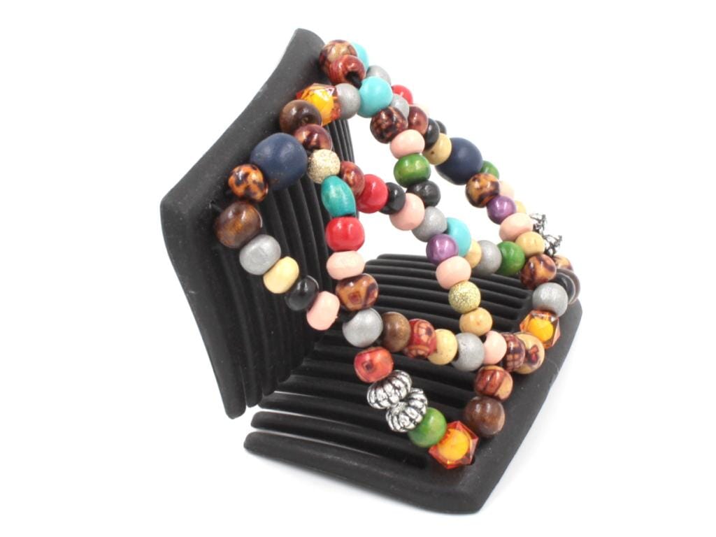 African Butterfly Chameleon Hair Comb - Ndebele Black 48