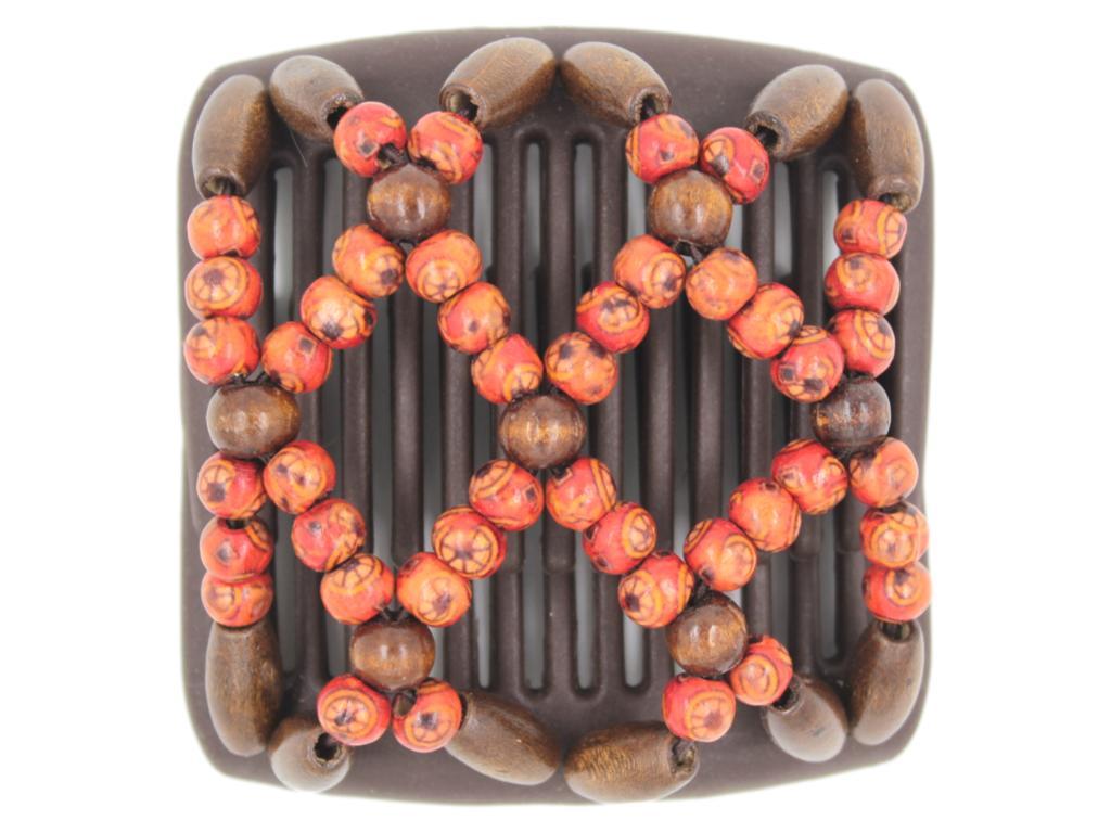 African Butterfly Chameleon Hair Comb - Ndebele Brown 15